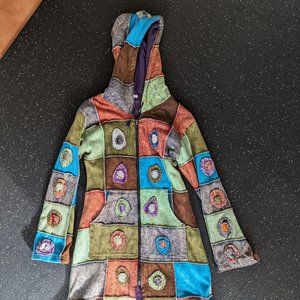 Nepal Patchwork Cardigan 100% Cotton body and Fleece Lined